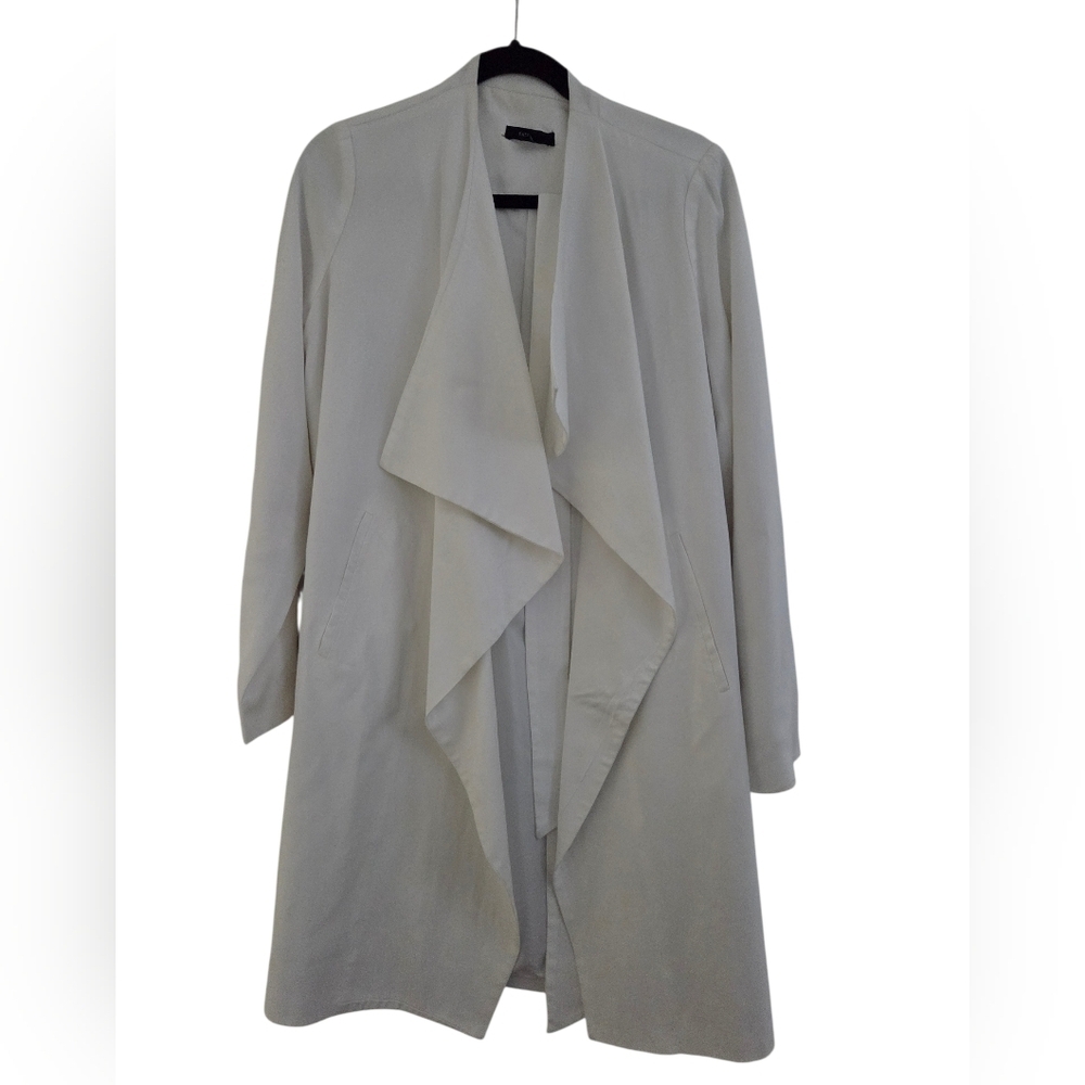 FATE Elegant White Open Front Waterfall Trench Jacket - Picture 5 of 15